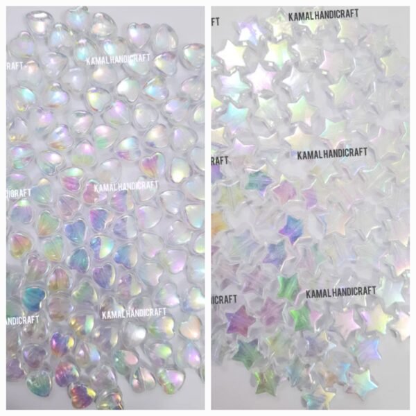 Heart & Star Rainbow Shade Plastic Bead